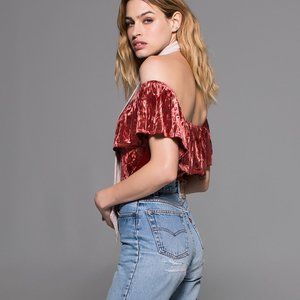 Band of Gypsies Red Velvet Bodysuit